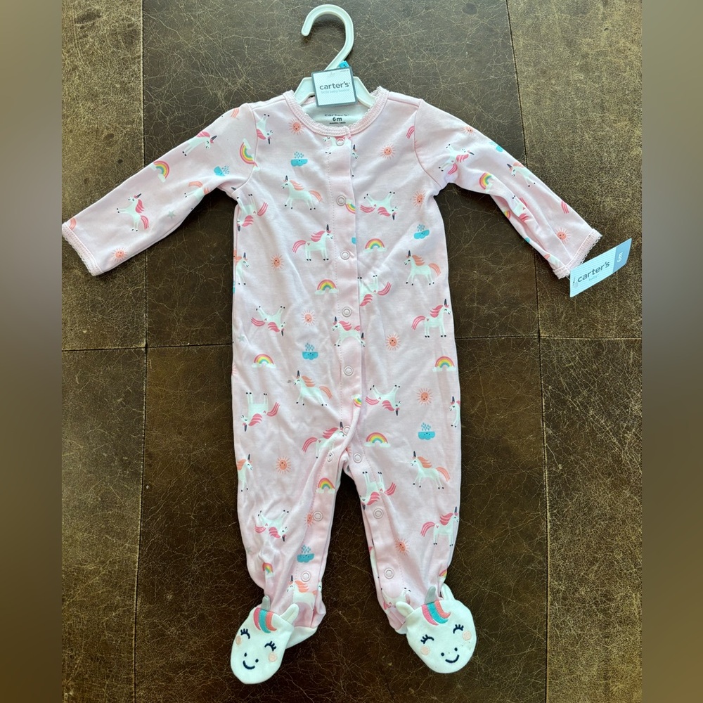 Brand New Carter’s baby girl footed onesie